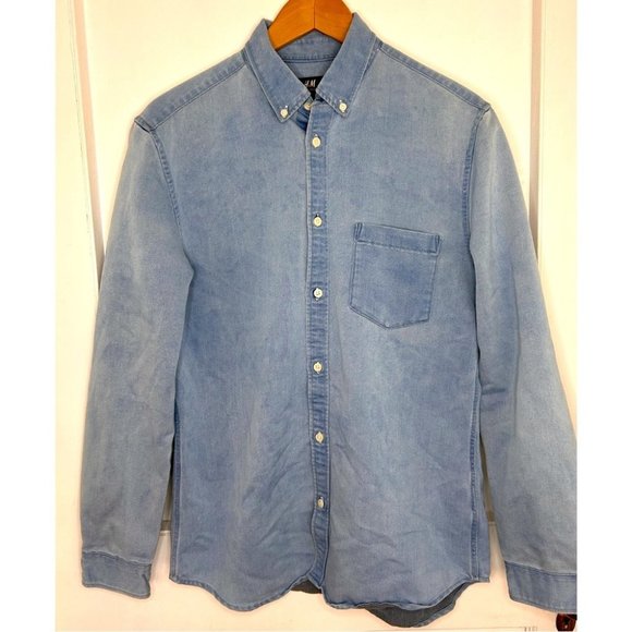 H&M Other - Men’s H&M Blue Loose Fitting Jean Style Cotton Shirt Size M